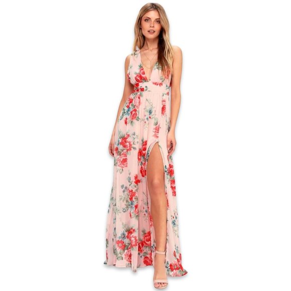 Lulus Dresses & Skirts - Lulu’s Garden Meandering Floral Chiffon Dress | M